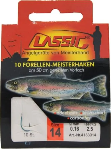 Forellenhaken Forellen Haken zum Forellenangeln blau 50cm, Größe:14