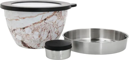 S'well Calacatta Gold Salad Bowl Kit, 1.9L in gold von S'well