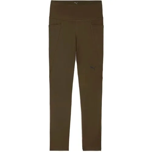 Puma W TAD Essential Tight - HW 7/8 dark olive (70) S - Lange Laufhosen für Damen, ideal für Fitness und Training mit innovativer dryCELL-Technologie für schweißfreies Training und aus mindestens 50% recycelten Materialien.