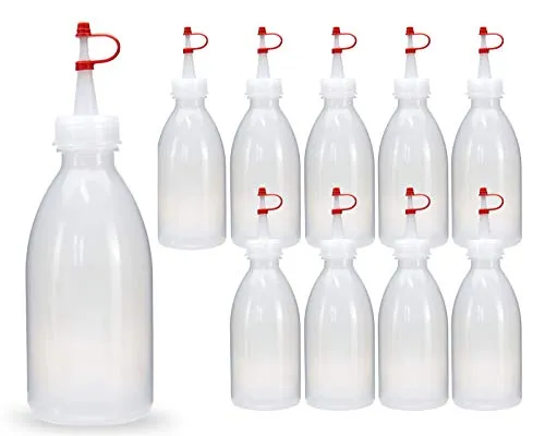 Octopus 10x 250 ml LDPE Plastikflasche Quetschflasche Laborflasche Garnierflasche Kunststoffflasche Spritzflasche mit Dosierspitze bzw. Tropfverschluss für Küche, Labor oder Hobby