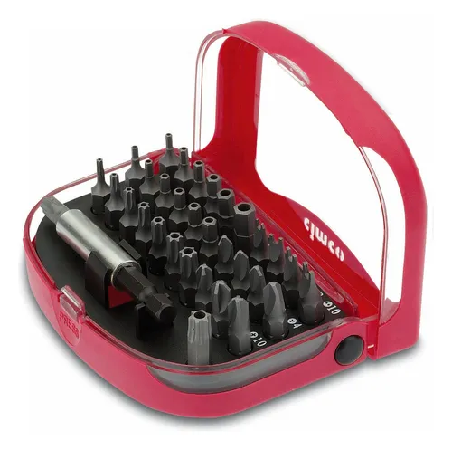 Cimco Spezial-Bit-Satz 33-tlg. 11 4599 - Werkzeug-Set mit 33 Teilen, ideal für Sicherheitsschrauben. Inklusive Magnethalter und vielfältigen Bits für TX, Tri-Wing, Torq-Set und Innensechskant.