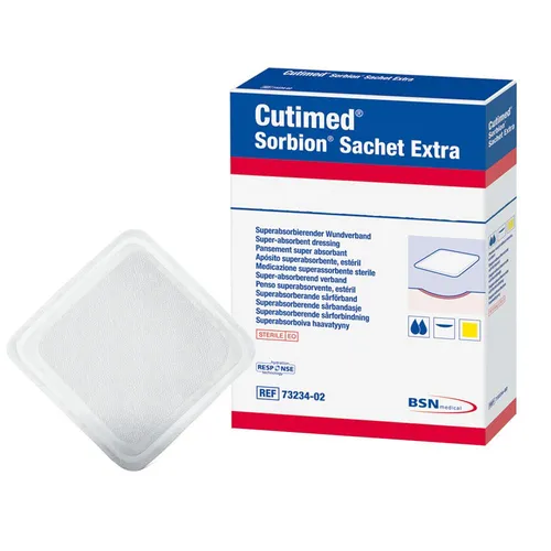 Cutimed Sorbion Sachet Extra Wundaufl.10 5 St - Arzneimittel - Hochabsorbierende Wundauflage für optimale Heilung, ideal für schwer exsudierende Wunden, rezeptfrei erhältlich.