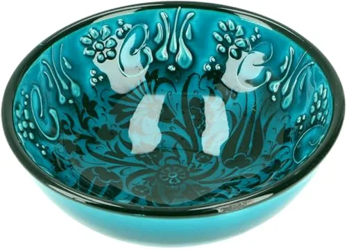 GURU SHOP 1 Stk. Orientalische Schüssel, Schale, Dekoschale, Handbemalt - Ø 12 cm Türkisgrün