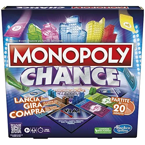 Hasbro Gaming Monopoly Chance, schnelles Brettspiel mit 20 Minuten Spielen, Spiel für Familien von 2 bis 4 Spielern ab 8 Jahren