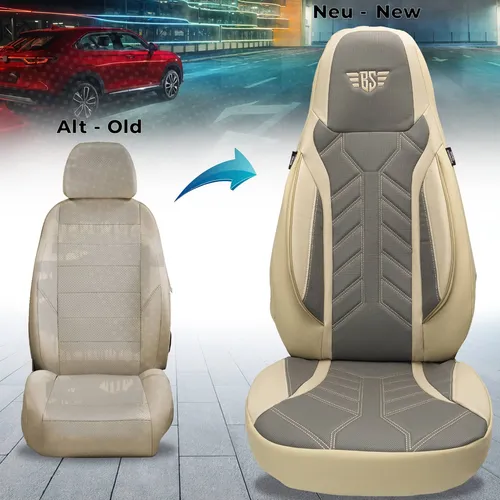 Schonbezüge Sitzbezüge für Peugeot 107 Bj 2005-14 in Beige/Grau DPL509
