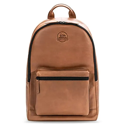FARMHOOD Nashville Leder Rucksack für Damen und Herren - Tagesrucksack mit Laptopfach und gepolstertem Rückenbereich, ideal für den täglichen Bedarf und bequemes Tragen durch verstellbare Schultergurte.