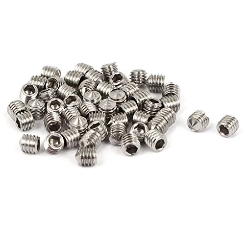 sourcing map 50 stk M3 x 3mm Kegelspitze Hex Sockel Buchse Set Madenschraube Silber Ton DE de