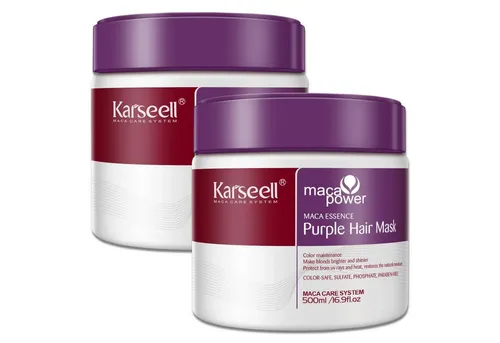 Karseell Haarmaske Purple für Blondiertes Haar 500ml, 2-tlg. - Intensive Pflege - 2-tlg. Haarmaske für blondiertes und graues Haar. Feuchtigkeitsspendend und pflegend für ein strahlendes, gesundes Haar. Ideal für die wöchentliche Anwendung zur Auffrischung des Farbtons.