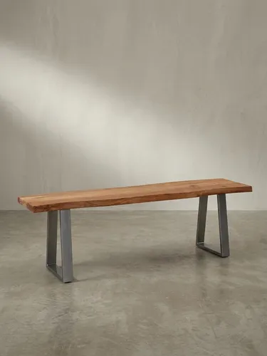 Kadima Design Esszimmerbank, Akazie, Holz - Moderne Sitzbank aus massivem Akazienholz mit einzigartiger Baumkante, ideal für Esszimmer. Handgefertigt, jedes Stück ein Unikat und bis zu 200 kg belastbar.