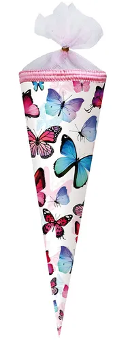 Nestler Schultüte Tüllv. 35 cm rund Schmetterling