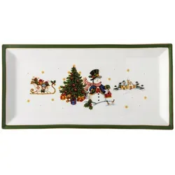 Platte eckig 36 cm Happy Wintertime - Speiseteller mit festlichem Winterdesign, ideal für festliche Anlässe und gemütliche Zusammenkünfte.