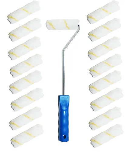 30x Farbrolle Farbwalze 10 cm Gelbfaden Malerwalze +  Maler Bügel 41 cm 6 mm