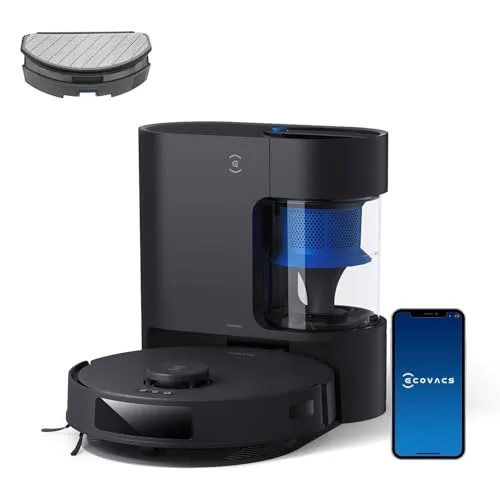 ECOVACS DEEBOT N20 PRO Plus Saugroboter - Saugroboter mit Wischfunktion und 8000Pa Saugkraft, automatische Entleerungsstation und bis zu 300 Minuten Laufzeit für mühelose Reinigungsergebnisse.