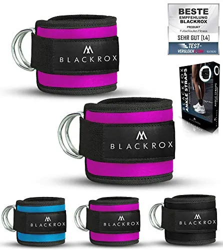 BLACKROX Fußschlaufe Kabelzug - - Ankle Straps 2er set - Training - Sport Gewichtsmanschette - Windsurfen - Damen & Herren Fitness Training - Fußfesseln - Fitnessstudio 2 Stück (Pink)