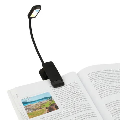 Klemmleuchte Leselampe Akku Kabellos LED Dimmbar Buchlampe Bettlampe CCT Schwarz
