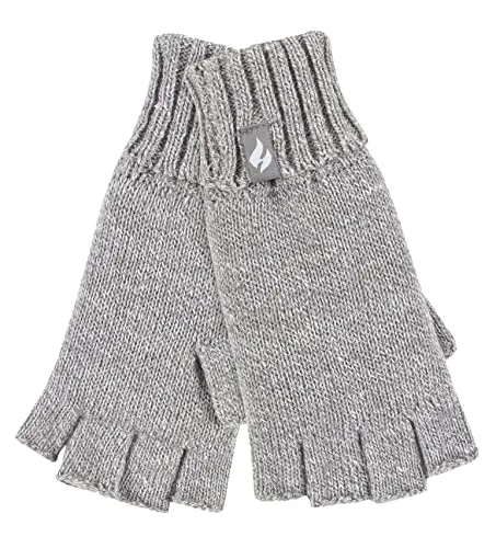 HEAT HOLDERS Handschuhe Fingerlos Damen Warm für Winter Bunt Thermo Handschuhe Ohne Finger mit Fleece Gefüttert (Einheitsgröße, Grau)