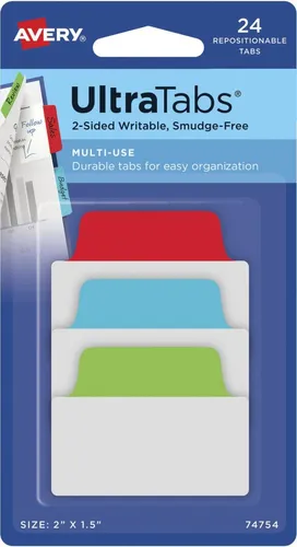 AVERY Zweckform UltraTabs Multi-Use Haftmarker - 24 Blatt farbsortiert, vielseitig einsetzbar und rückstandsfrei ablösbar für effizientes Arbeiten