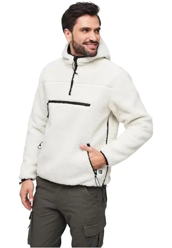 Brandit Teddyfleece Worker Pullover XL in White - Kapuzenpullover für Herren, hochfloriges Teddy-Fleece sorgt für Wärme, während das atmungsaktive Innenfutter für Komfort sorgt. Mit geräumiger Kapuze und mehreren Taschen für optimale Funktionalität.