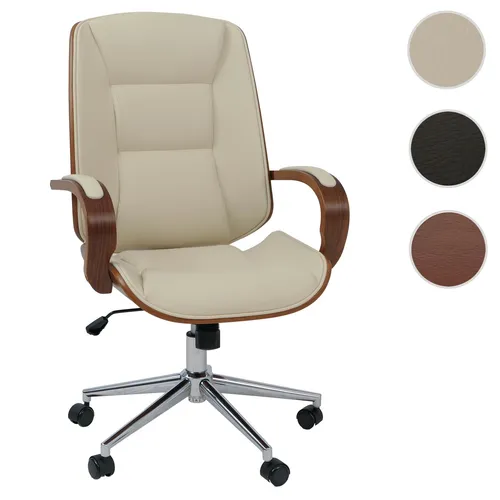 Bürostuhl HWC-O83, Drehstuhl, Kunstleder (280g/m²) Bugholz Walnuss-Optik