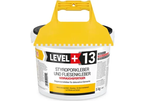 Level+ Dispersionskleber Styroporkleber Dispersionkleber Dekor L+13 - 5KG + Zahnspachtel