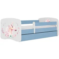 Raumhirsch Furniture Kinderbett, Blau, 80x140 cm - Stabiles Kinderbett mit abnehmbarer Schutzschiene und praktischer Schublade für mehr Stauraum. Ideal für ein sicheres und gemütliches Kinderzimmer.