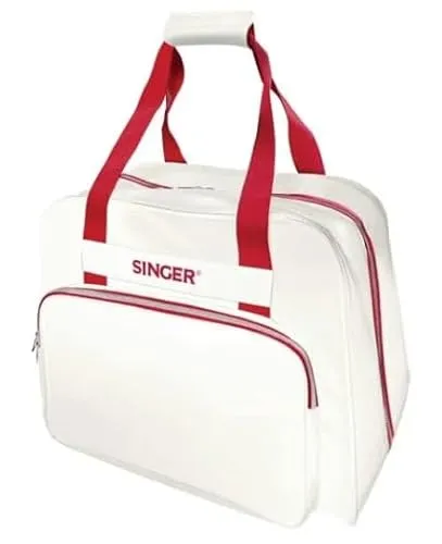 Singer Nähmaschinentasche, halbstarr, Stoff, mit Zubehörtasche, cremefarben, 45 x 25 x 33 cm, Weiß