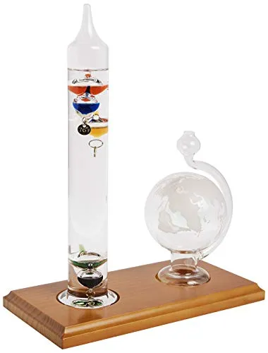 AcuRite 00795A2 Galileo-Thermometer mit Glaskugel-Barometer, Barometer-Set, Glas/Holz