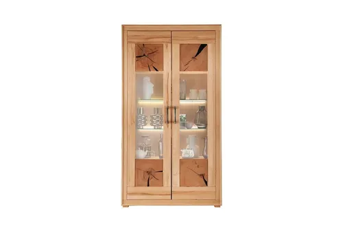 Main Möbel Vitrine Schrank 110x201cm aus Kernbuche Danzig - Vitrine aus hochwertiger Kernbuche, bietet eleganten Stauraum und stilvolle Präsentation für Ihre Lieblingsstücke.