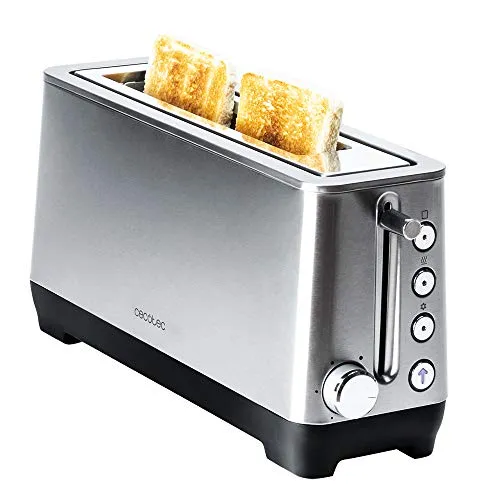 Cecotec Toaster BigToast Extra - 1100 W, extra breiter 3,8 cm Schlitz für dickes Brot, 4 Funktionen und 6 Leistungsstufen für perfekten Toast