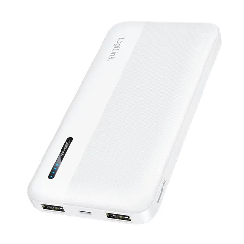 Power-Bank 10000mAh 2x USB-A USB-C Schnelllader Akku Batterie Zusatzakku weiß