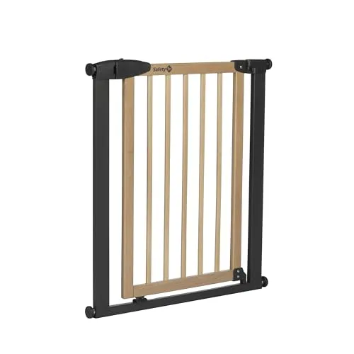 Safety 1st Simply Close Wood and Metal Babyschutzgitter - Kindersicherungen: Ausziehbares Treppenschutzgitter, einhändig zu öffnen, ohne Bohren, mit modernem Design aus Holz und Metall für maximale Sicherheit.