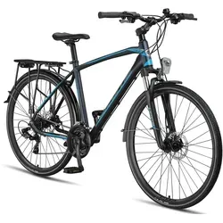 Licorne Bike Premium Touring Trekking Bike 28 Zoll - Aluminium, Scheibenbremse, 21 Gang-Schaltung - Fahrrad für Herren, Damen, Jungen und Mädchen - Ideal für Alltag und Tagesausflüge mit hochwertiger Schaltung und robustem Design. 85% vormontiert für sofortigen Fahrspaß!