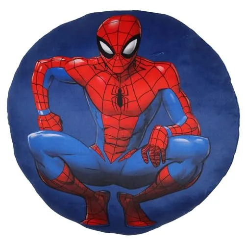 sarcia.eu Marvel Spider-Man WEICHES Dekoratives Kissen, rund, aus Velours für das Kinderzimmer 33cm Oeko-TEX (G)