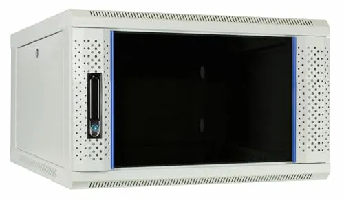 6HE Netzwerkschrank mit Glastür - Wandmontage 19 Zoll - Weiß - Robuster 6 HE Netzwerkschrank für Wandmontage, ideal für platzsparende Lösungen. Mit abschließbarer Glastür und optimalem Zugang durch herausnehmbare Seitenwände.