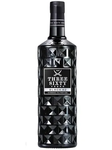 THREE SIXTY VODKA | Black 42 | Diamond filtrated Vodka | In der einzigartigen schwarzen Facettenschliff-Flasche | 3L | 42%