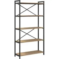 vidaXL Bücherregal 80 x 30 x 153 cm aus Artisan Eiche - Regal im industriellen Stil aus beschichtetem Holz & Stahl, mit verstellbaren Füßen für Stabilität und viel Stauraum für Bücher und Deko.