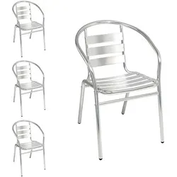 Stapelbare Aluminium Bistrostühle 4er Set - 4 stabile und wetterfeste Bistrostühle aus Aluminium, ideal für Garten, Balkon oder Terrasse. Platzsparend stapelbar und langlebig, perfekt für kleine Räume!