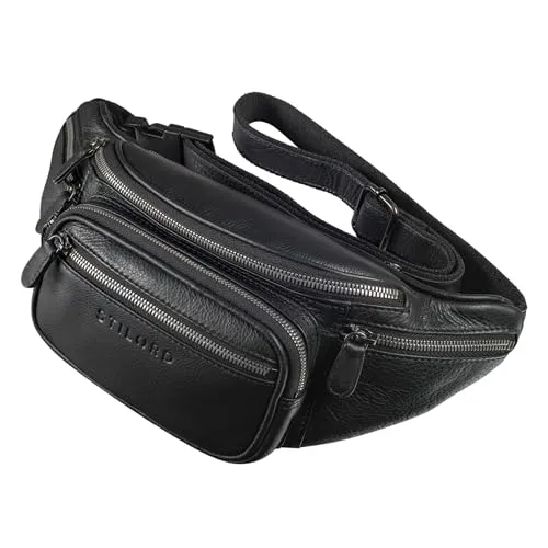 STILORD große Leder-Bauchtasche 'Caspar' - Vintage Gürteltasche für alle - Mode-Hüfttaschen mit praktischem Vintage-Design, aus hochwertigem Echtleder und zahlreichen Fächern für Smartphone, Geldbörse und mehr – ideal für Sport, Reisen oder den Alltag.
