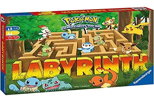 Ravensburger - Labyrinth Pokémon (10827037) - Gesellschaftsspiel für die ganze Familie, mit spannenden Pokémon-Abenteuern und strategischem Spielspaß im labyrinthartigen Spielbrett.