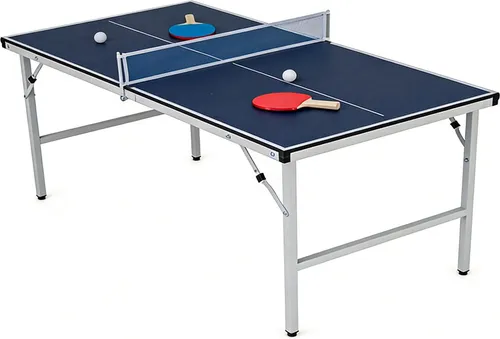 COSTWAY 152,5x76cm Tischtennisplatte klappbar, Tischtennistisch, Ping Pong Tisch mit Netz, 2 Schlägern & Bällen, Freizeitstisch für Indoor & Outdoor