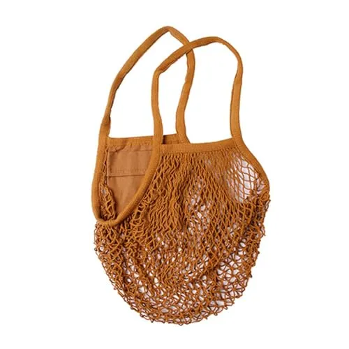Einkaufsnetz mit Innentasche Tragetasche Tasche Einkaufstasche Zeitungstasche Badetasche Shopper Bag Baumwolle 35xH65cm, Farben:Braun