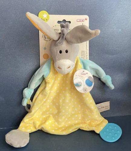 NICI  Schmusetuch Kuscheltuch Esel mit Beißring und Schnullerbefestigung Neu OVP