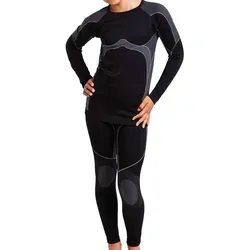 Gomati Thermohose Kinder Thermo Unterwäsche Set - Seamless Funktionswäsche grau|schwarz 134-140 - Funktionsunterwäsche für Kinder, nahtlos und warmhaltend, ideal für kalte Tage und aktive Freizeit.