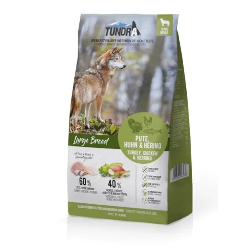 Tundra Hundefutter Large Breed mit Pute & Hering - getreidefrei (11,34kg) - Hundefutter für große Rassen, reich an Pute und Hering, getreidefrei für optimale Verdauung und gesunde Ernährung.