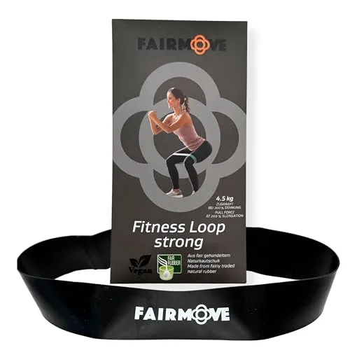FAIR Move Widerstandsbänder Fitness-Loop Fitnessband Gymnastikband 100% Naturkautschuklatex Theraband für Muskelaufbau, Yoga, Crossfit, Gymnastik (Strong)