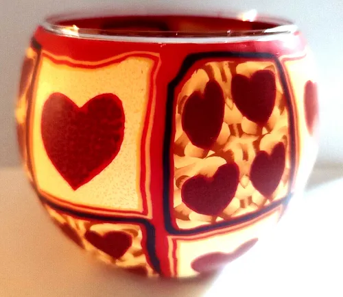 Leuchtglas Hearts, Herzen, Windlicht, Teelichthalter, Dekoration, Glas (21310)