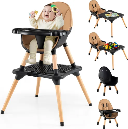 COSTWAY 6-in-1 Hochstuhl für Babys und Kleinkinder