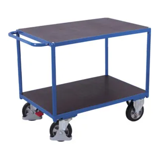 Schwerlasttischwagen 2xLF Ladefl. 1195 x 800 - Transportroller mit 2 wasserfest verleimten Ladeflächen, Traglast bis 1000 kg, schlag- und kratzfest, ideal für schwere Lasten und hohe Mobilität durch Elastik-Vollgummi-Bereifung.