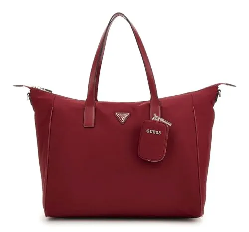 GUESS Reisetasche Follie Carryon Large Tote Rust Red - Geräumige Handtasche mit gepolstertem Laptopfach und praktischer Trolleyhalterung. Ideal für Reisen, stabil und komfortabel mit flexiblen Trageoptionen.