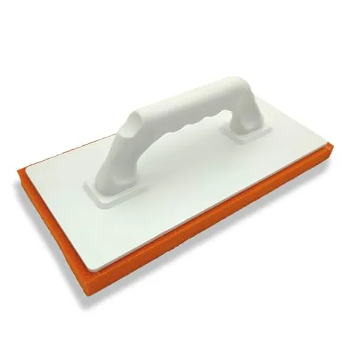 HAROMAC Kunststoff Reibebrett SGR 280 x 140 x 20 mm – Schwammbrett mit rotem sehr feinem Schwammgummi – zum Fliesen waschen, Verfugen, Nachwaschen & Strukturieren - Made in Germany